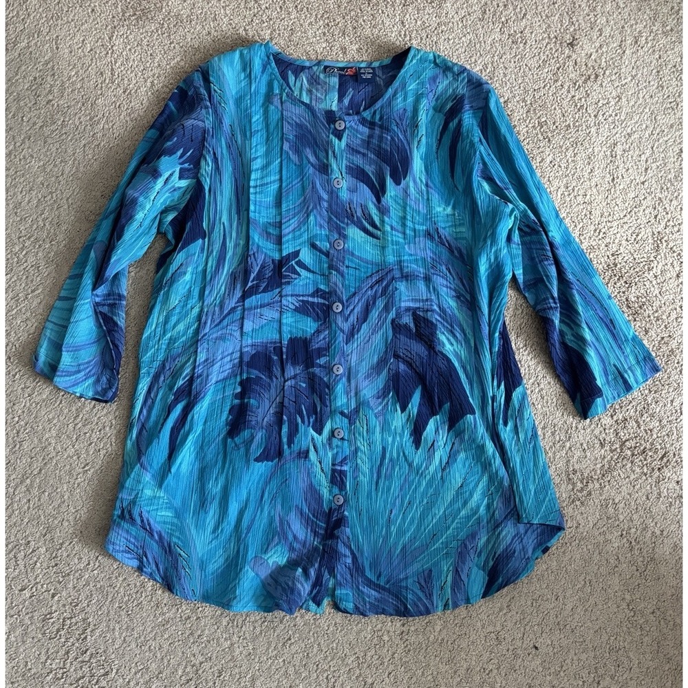 Vintage Y2K 90s 2000s Phool Top Womens Large Watercolor Cotton Boho Hippie